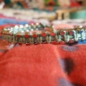 Fossil turquoise+silver wrist wrap/slider bracelet